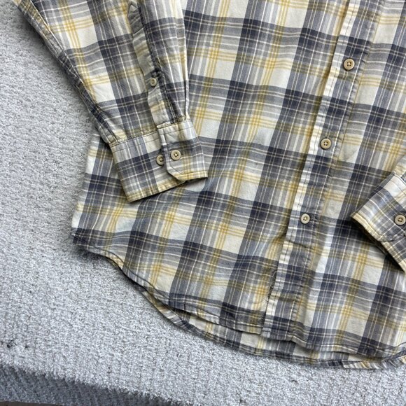 Timberland Button Down Shirt Men Sz M Yellow Plaid Long Sleeve Pockets Workwear* - Picture 6 of 13